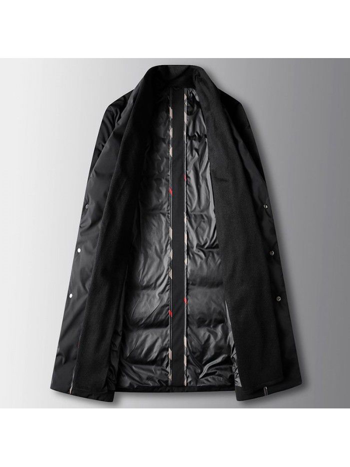 Men's down jacket autumn/winter mid length casual scarf collar windbreaker version down jacket