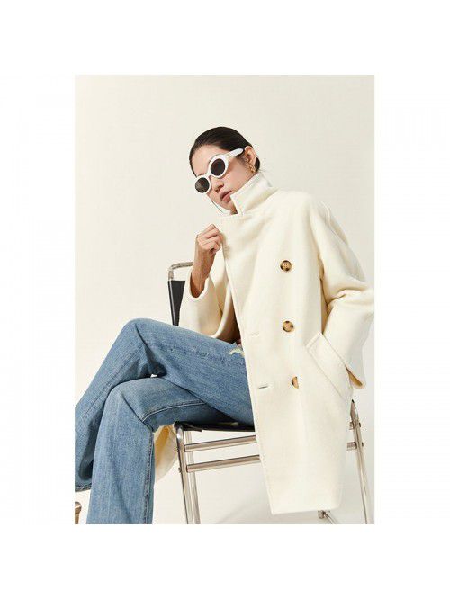 Coat short woolen jacket suit collar women's singl...