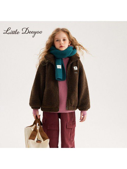 Xiao Ding You You Girls' Imitation Lamb Hair Coat ...