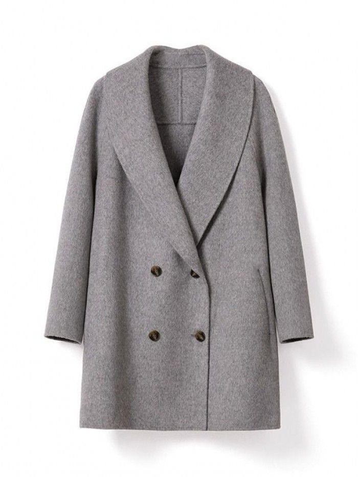 Autumn and Winter New Product Mulberry Silk Woolen Woolen Cashmere Coat Casual Woolen Coat Double breasted Loose Camel Fleece Coat for Women