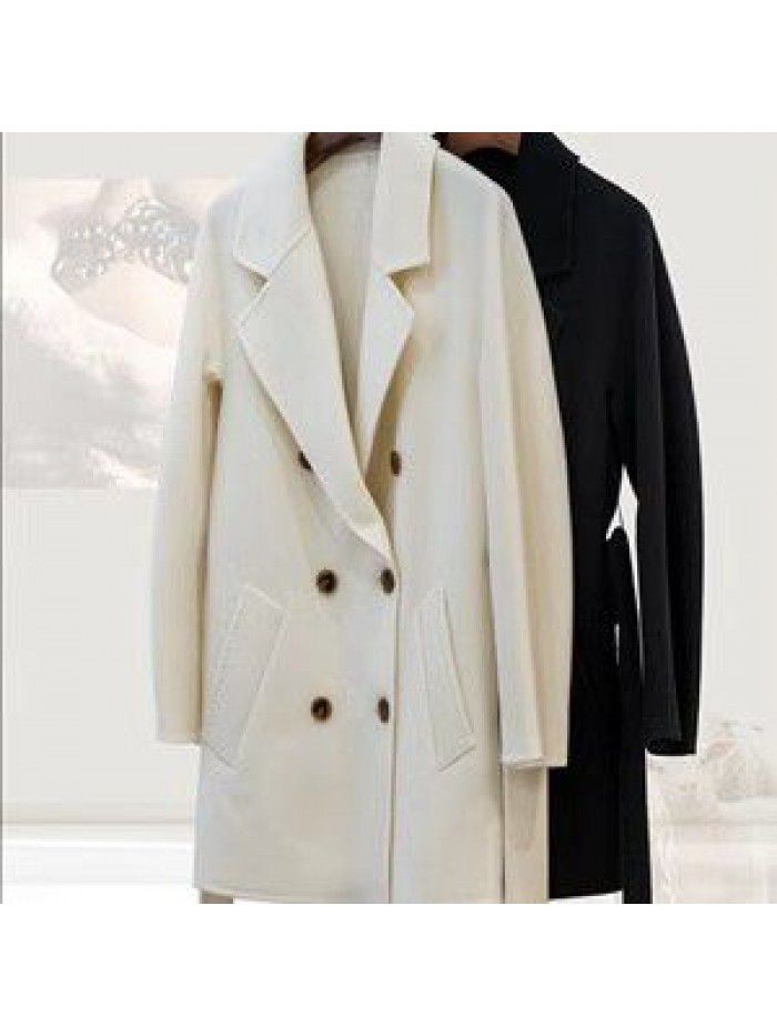 Autumn and winter new product M coat woolen coat double-sided woolen coat temperament casual double breasted coat for women