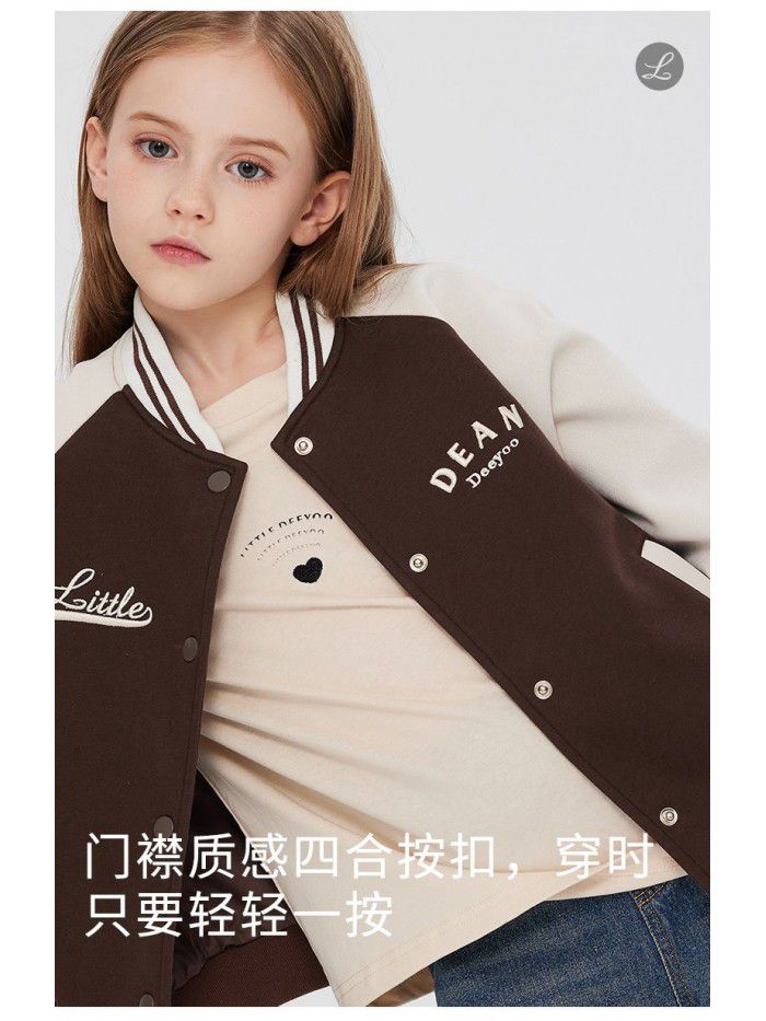 New autumn coat for children's casual baseball suit for big girls Spring and autumn loose sports jacket trend
