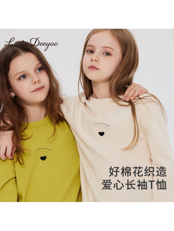 Girls Long sleeved T-shirt Spring and Autumn New Children's Pure Cotton Bottom Shirt Girls Loose Round Neck Inner Layup Top
