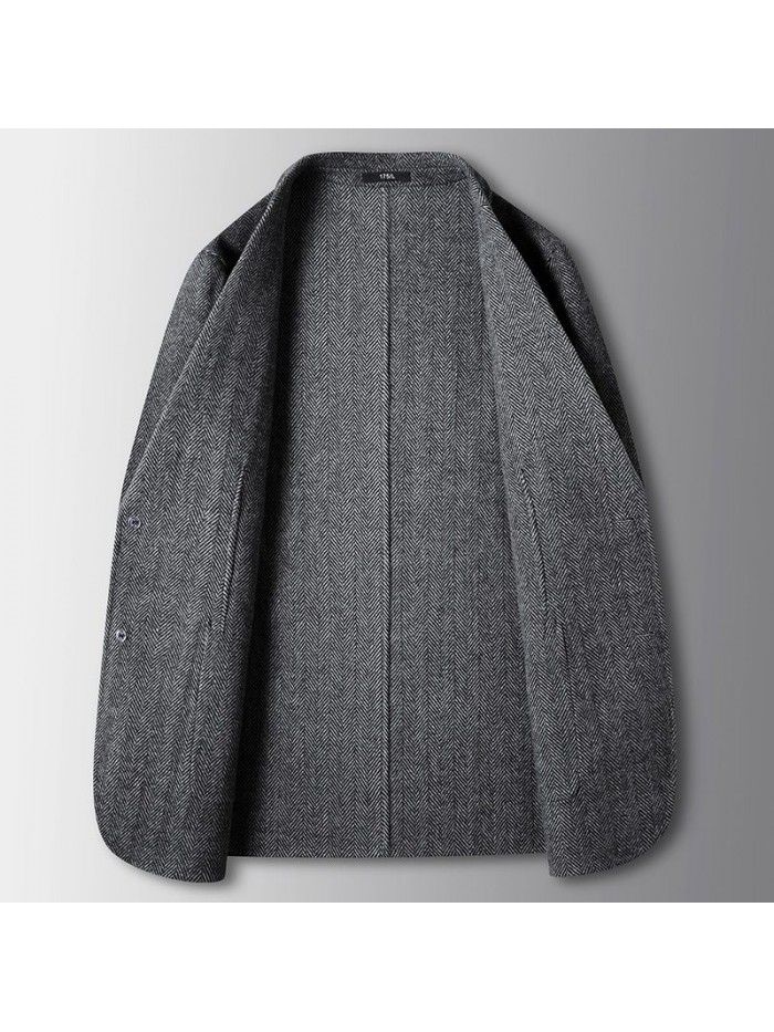 Men's casual suit, wool woolen suit jacket, pure handmade double-sided business fabric