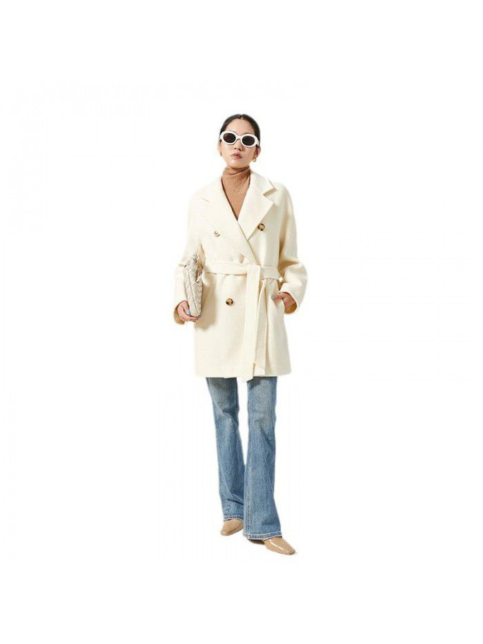 Coat short woolen jacket suit collar women's single-sided woolen high count cotton wool