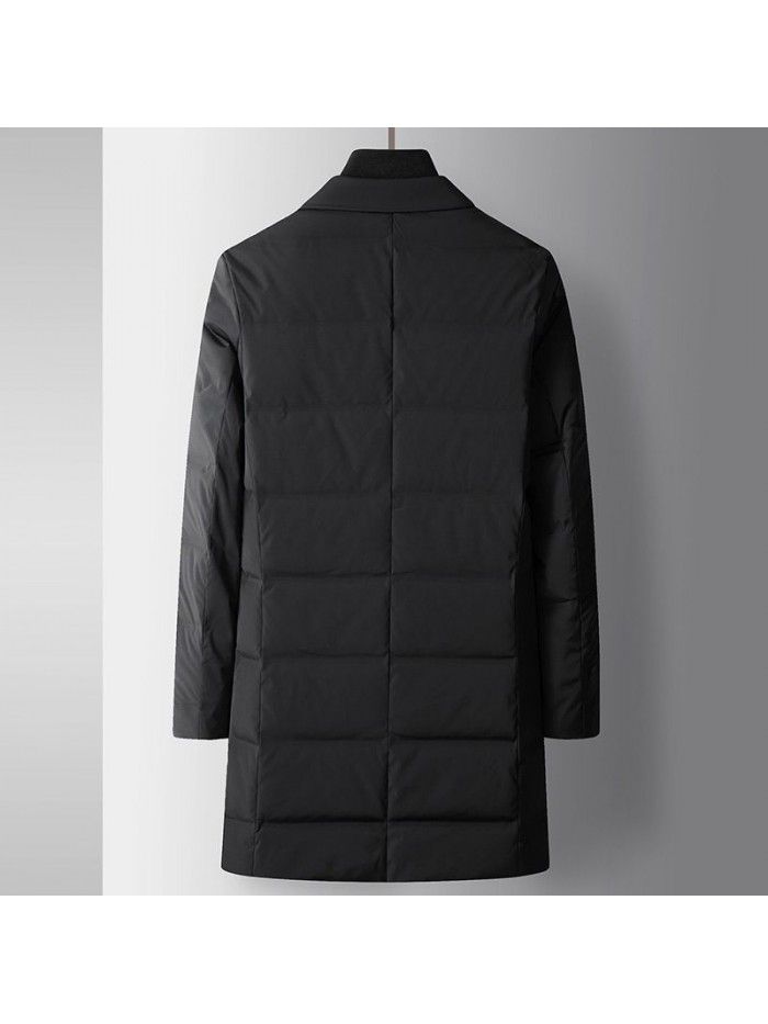 Men's down jacket autumn/winter mid length casual scarf collar windbreaker version down jacket