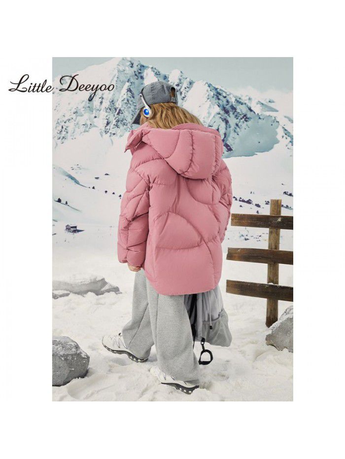 Girls' autumn and winter down jackets, new winter styles for middle-aged and young children, thick and warm three proof jackets, children's western-style winter clothing