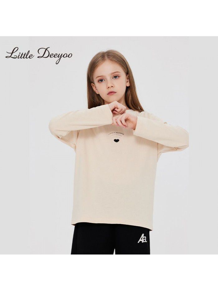 Girls Long sleeved T-shirt Spring and Autumn New Children's Pure Cotton Bottom Shirt Girls Loose Round Neck Inner Layup Top