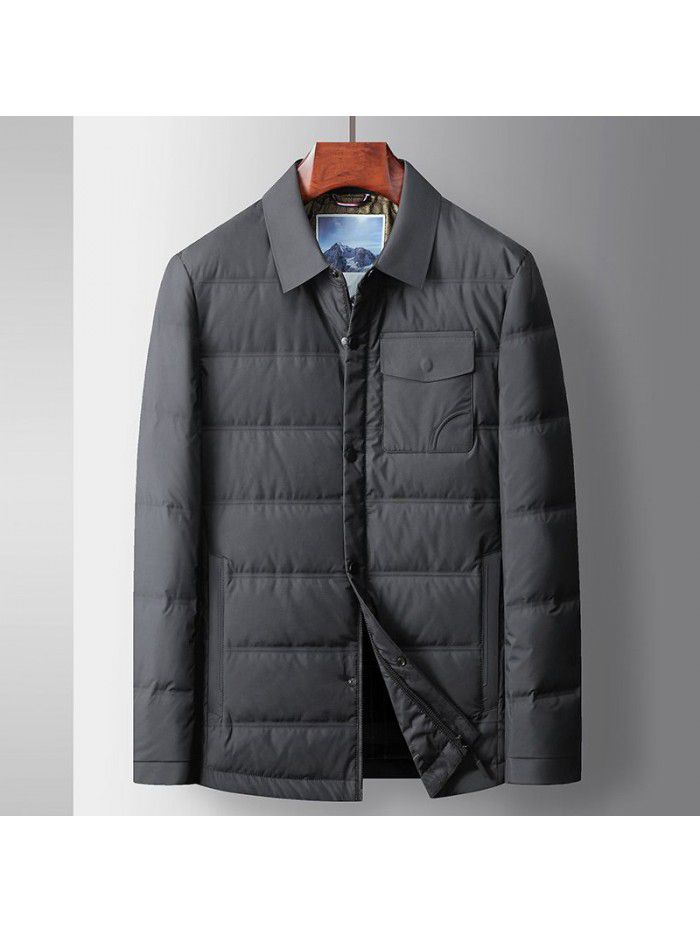 Men's down jacket autumn and winter white goose down warm shirt version for middle-aged and young people, casual light and thin down men's jacket trend