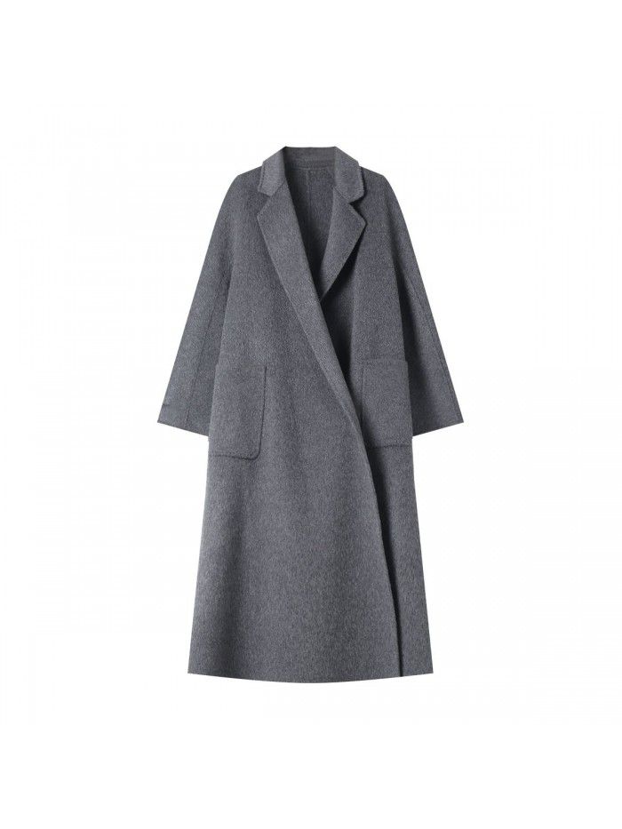 Mulberry silk woolen coat, wool camel fur temperament, double-sided woolen coat for women