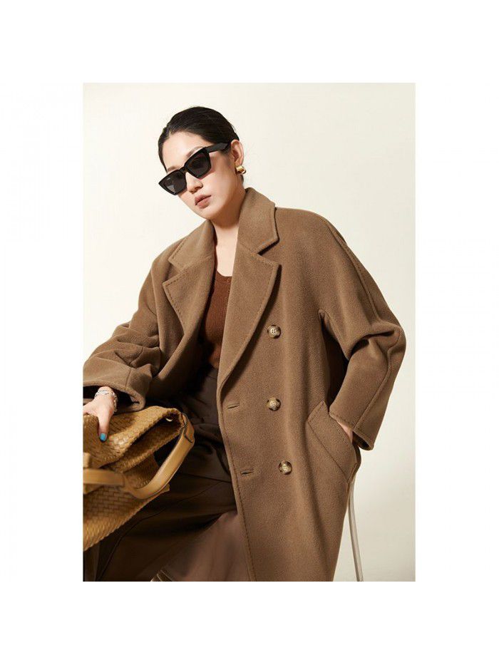 Coat, woolen coat, single-sided woolen coat, high-end double breasted woolen coat