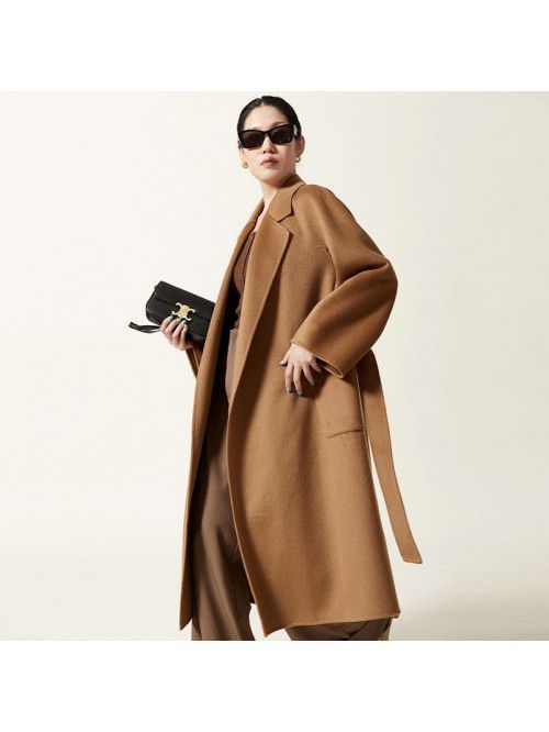 Bathrobe cashmere coat for women, double-sided cas...