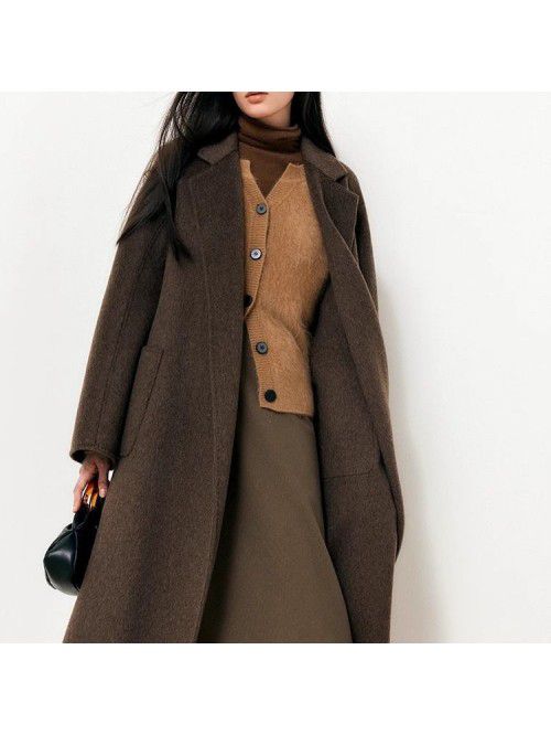 Mulberry silk woolen coat, wool camel fur temperam...
