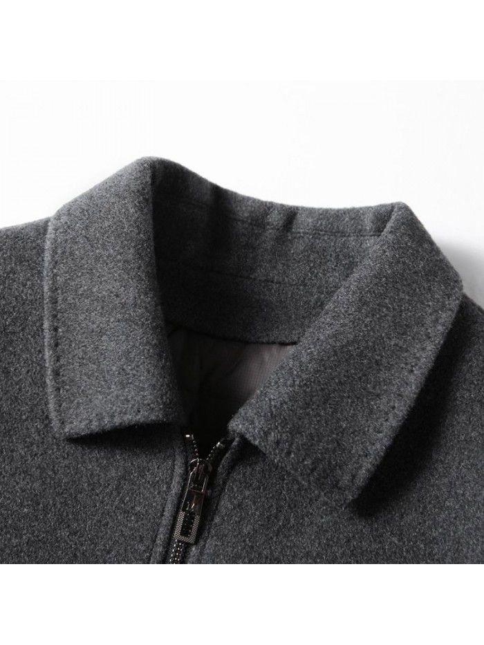 Men's jacket, autumn/winter wool coat, lapel zipper version, detachable down inner lining, double-sided business jacket