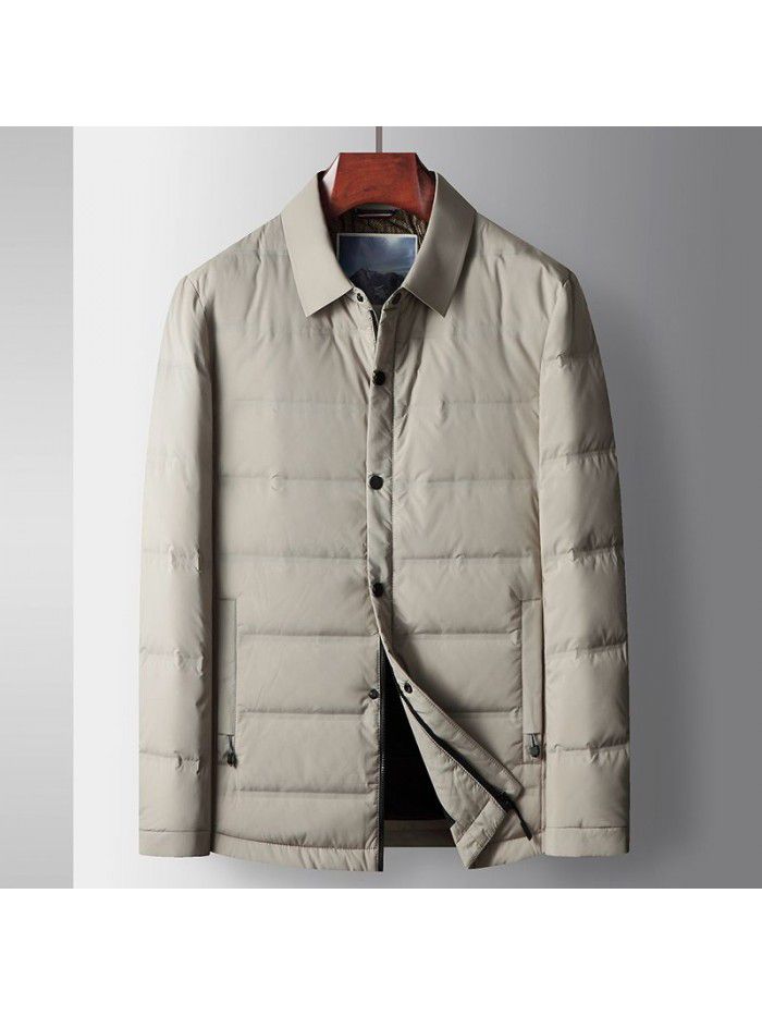 Men's down jacket for autumn and winter, youth shirt version, warm and lightweight business down jacket trend